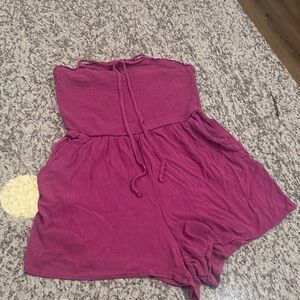 wild fable Raspberry Strapless Smocked Romper